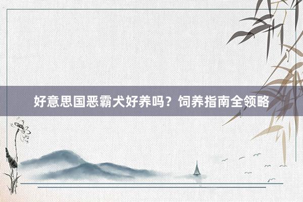 好意思国恶霸犬好养吗？饲养指南全领略